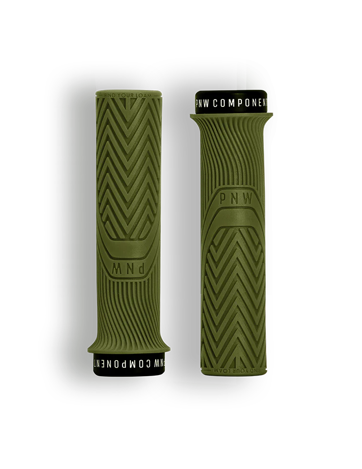 adult embossed bicycle grips-Sleek trail socks-PNW Loam MTB Lock-On Grips - Moss Green