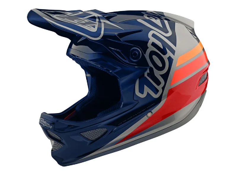 Lightweight shoulder pads-Bicycle helmet firm screen-Troy Lee Designs D3 Fiberlite Full Face Helmet - Silhouette - Navy-Silver- 2020