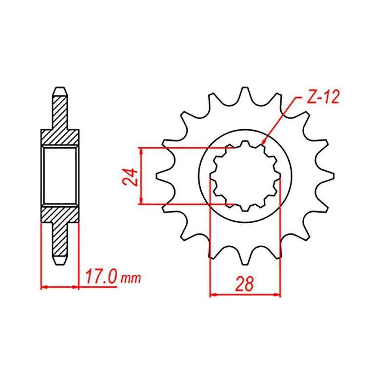 Neon trail shield-Soft trail pads-MTX 1371 Steel Front Sprocket #525 (16T) (10-MV9-16)