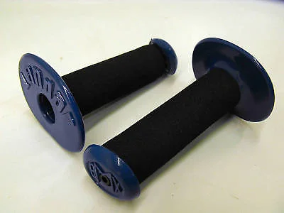 anti-vibration embossed grips-Firm wrist supports-Old School Bmx Handlebar Grips Landar Genuine 80's Made Black & Blue Donut Grips