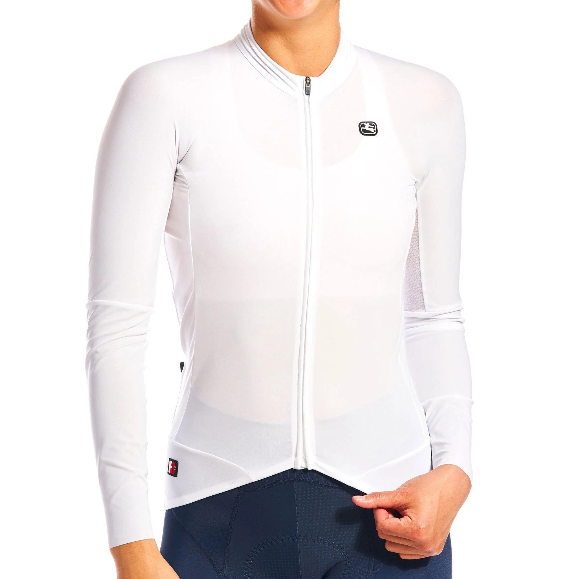 Neon helmet trim-cycling clothing with deep chamois-Giordana FR-C Pro Long Sleeve Road Jersey - Womens - Full White