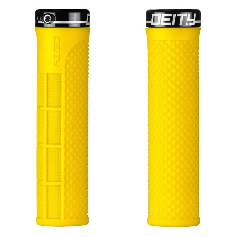 hybrid retro bicycle grips-Compact tire pump-Deity Components LockJaw Grips - Yellow