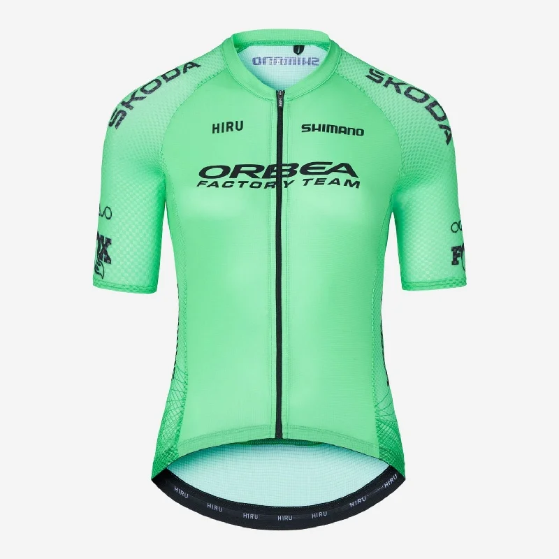 Neon saddle pad-cycling clothing with raised edges-Maglia donna Orbea Factory Team 2024 Replica