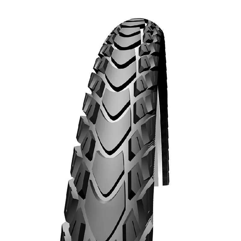 Aero-optimized bike helmet-Soft trail shorts-Schwalbe Marathon Mondial Tire 700x50C Folding Clincher TravelStar DD V-Guard 67TPI Black