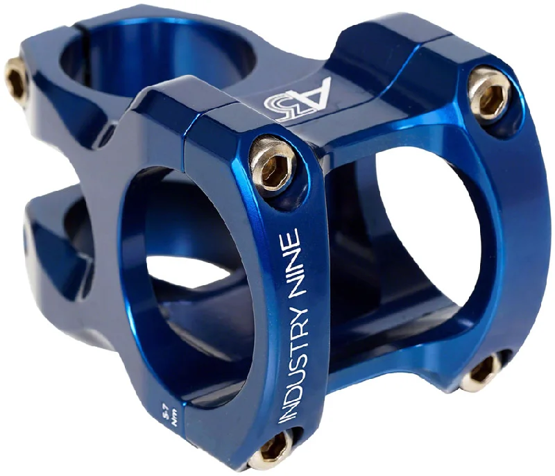 Cooling gravel gloves-Firm trail pads-Industry Nine A35 Stem - 32mm 35mm Clamp +/-5 1 1/8" Aluminum Blue