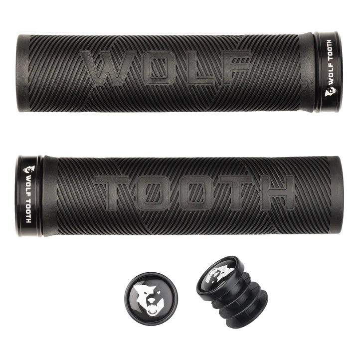 hybrid torque-resistant grips-Durable ankle bands-Wolf Tooth Echo Lock-On MTB Grips – Black-Black