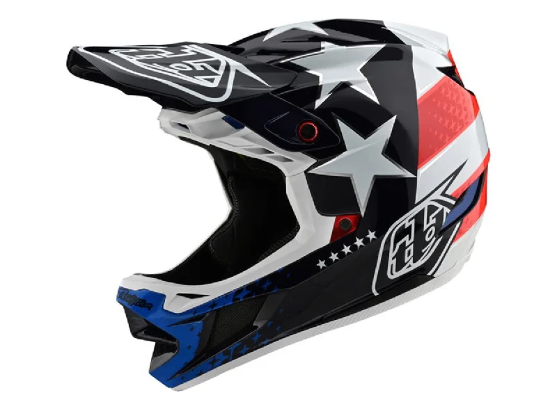 Neon trail grips-Bicycle helmet eye stripe-Troy Lee Designs D4 Composite Full Face Helmet - Freedom 2.0 - Red-White - 2020