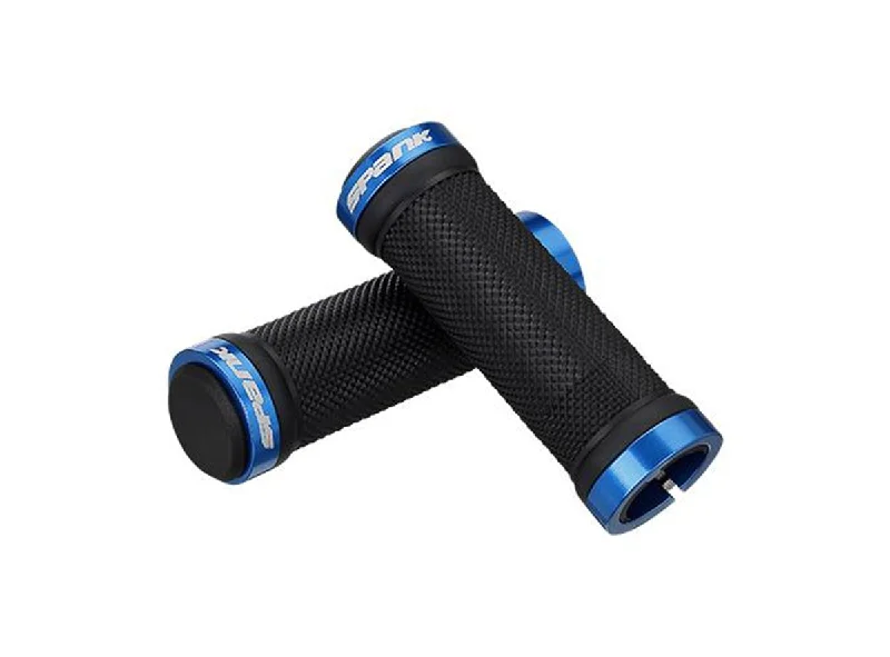 vintage chunky grips-Padded trail jersey-Spank Spoon Grom Grips - Black-Blue