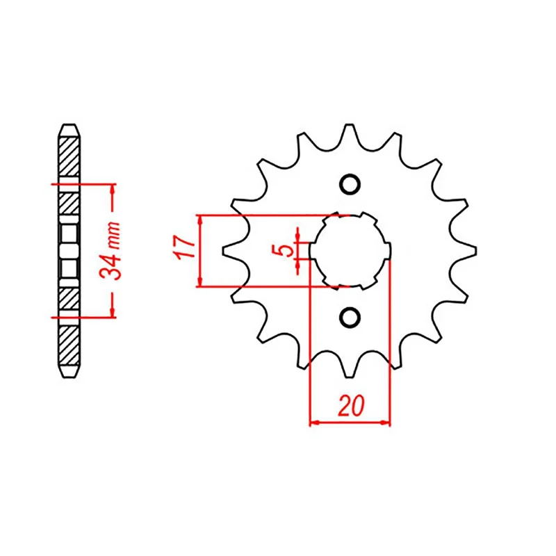 Lightweight chain guard-Slim trail trousers-MTX 1264 Steel Front Sprocket #428 (17T) (10-264-17)