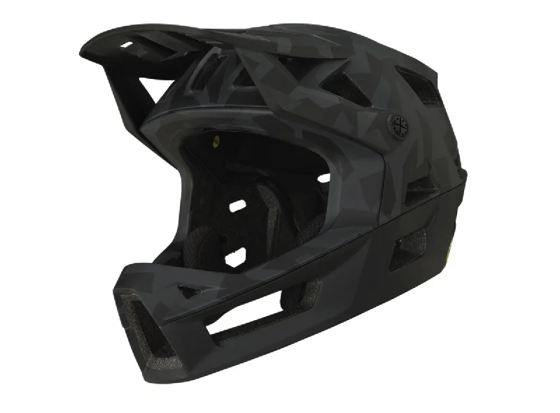 Tough trail raincoat-Bicycle helmet band arch-iXS Trigger MIPS Full Face Helmet - Camo Black