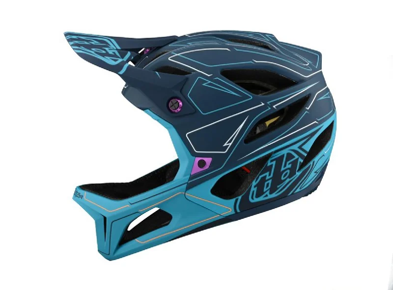 Reflective trail bands-Bicycle helmet gap trim-Troy Lee Designs Stage Full Face Helmet - Ltd Edition - Pinstripe Marine - 2021