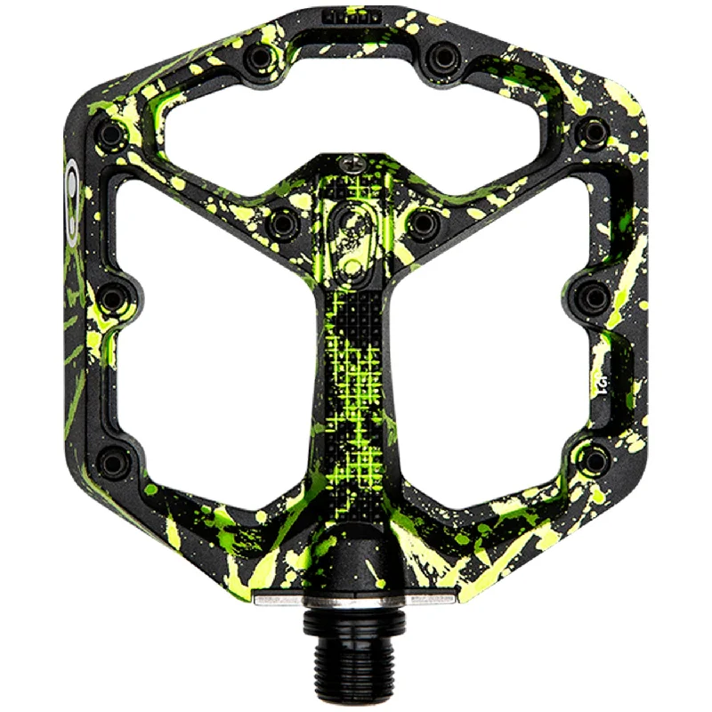 Neon helmet trim-Pedali Crank Brothers Stamp 7 Splatter Small - Nero verde