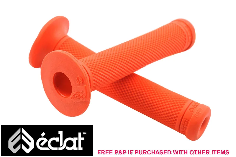 plastic sleek grips-Durable seat sack-ECLAT ASHLEY CHARLES SIGNATURE BMX HANDLEBAR GRIPS, ELASTOMER RUBBER ORANGE