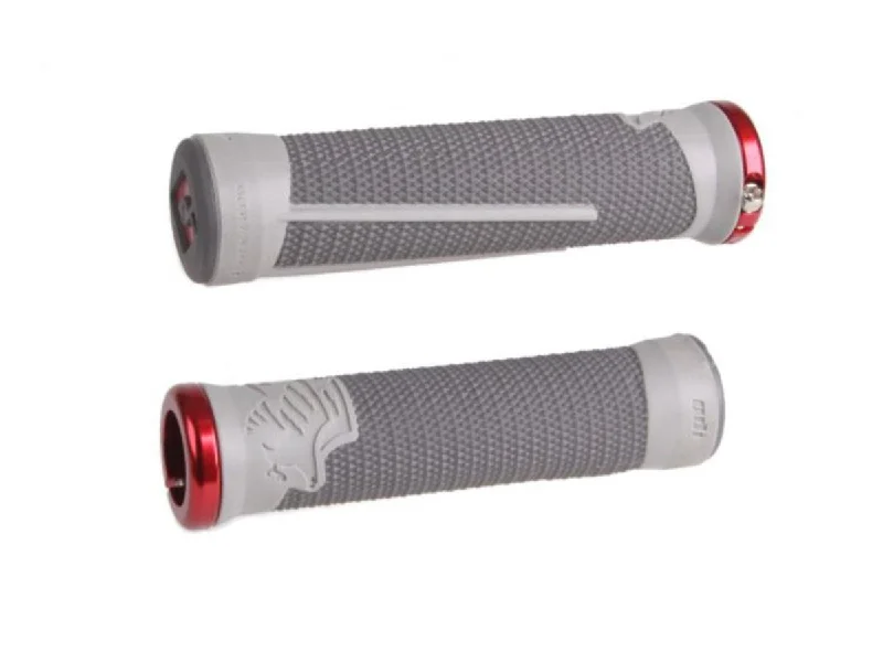 flexible ventilated bicycle grips-Airy bike tank top-ODI AG-2 Lock-On Grips - Graphite-Red