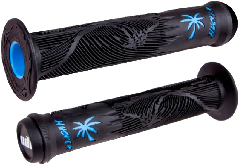 low-profile hybrid material grips-Neon wrist bands-ODI Hucker Grip Blk/Blu