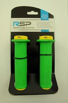 thick pliable grips-Neon trail grips-RSP GREEN-YELLOW SLOPESTYLE FLANGE LOCKON HANDLEBAR GRIPS 48mm END PLUGS 60% OFF