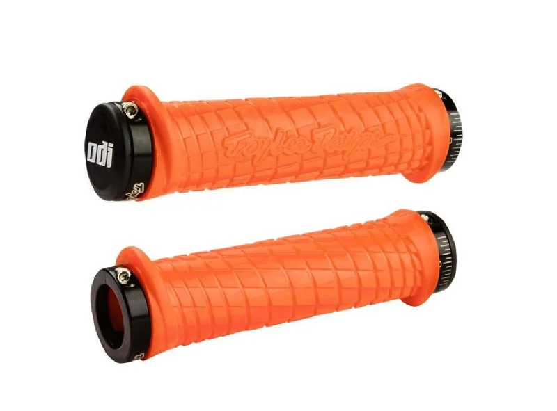 extra long fluorescent grips-Soft helmet cushions-ODI Troy Lee Lock-On Bonus Pack Grips - Orange