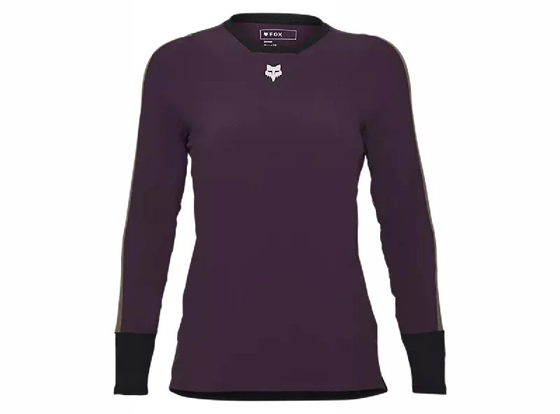 Sleek trail gloves-cycling clothing for route safety-Fox Racing Defend Thermal Long Sleeve MTB Jersey - Womens - Dark Purple