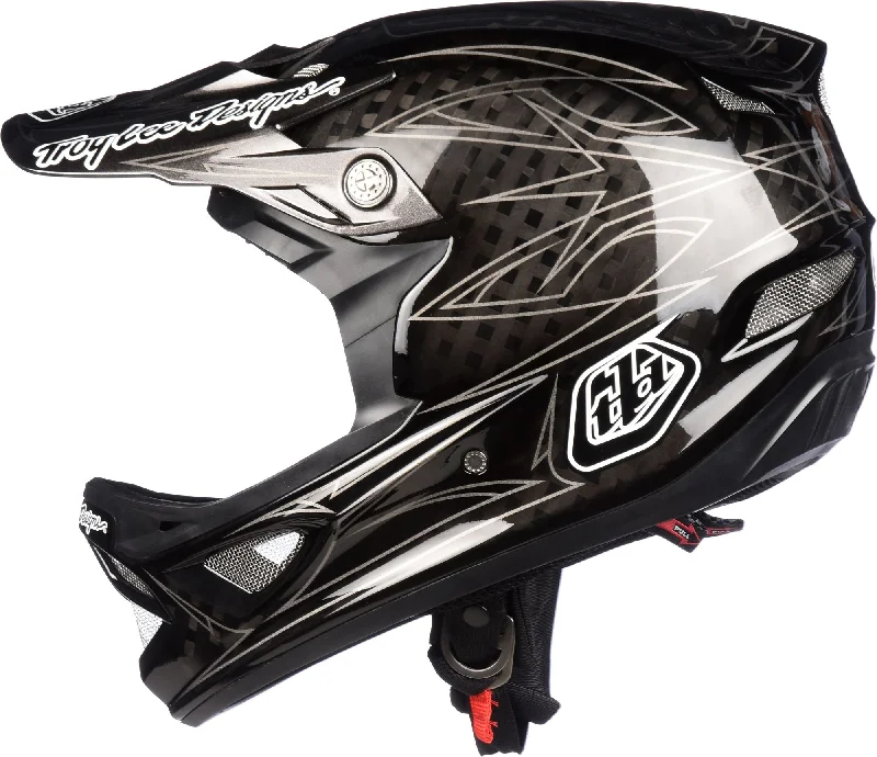 Tough trail headband-Bicycle helmet rig cord-Troy Lee Designs D3 Carbon Full Face Helmet - Pinstripe II Black