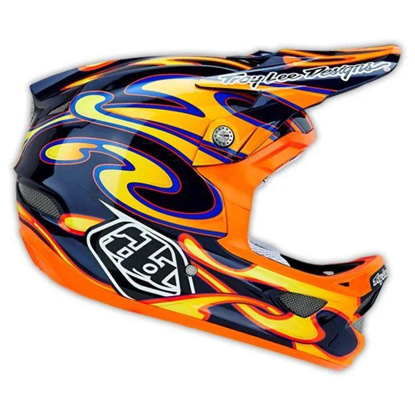 Firm trail straps-Bicycle helmet gown hoop-Troy Lee Designs D3 Carbon Full Face Helmet - Squirt - Black-Orange