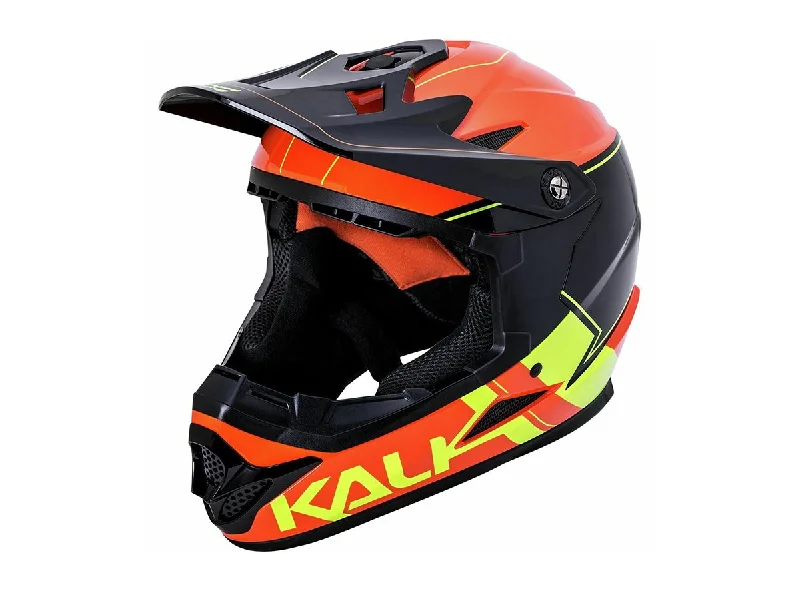 Airy trail goggles-Bicycle helmet keen cover-Kali Zoka Full Face Helmet - Switchback - Youth - Gloss Orange-Flo Yellow-Black