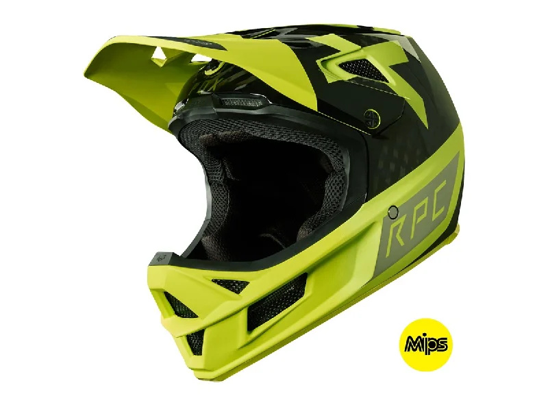 Cushioned saddle pad-Bicycle helmet etch all-Fox Racing Rampage Pro Carbon Preest Helmet - Yellow-Black