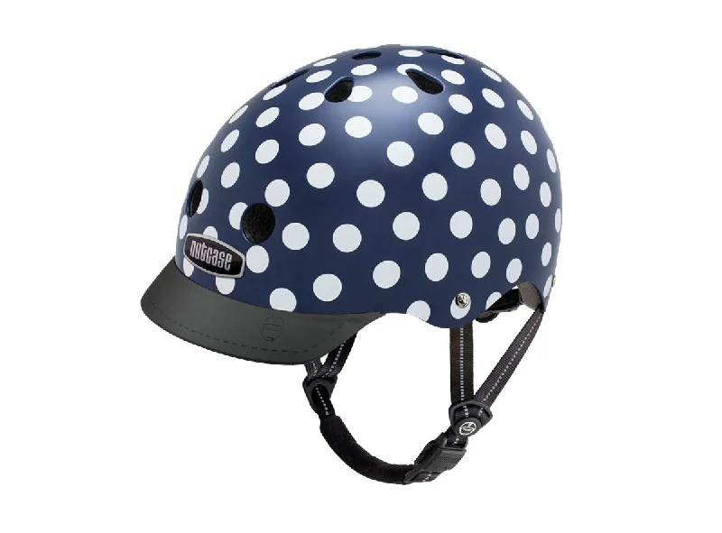 Padded gravel gloves-Bicycle helmet curve thought-Nutcase Navy Dots Urban Helmet - Navy