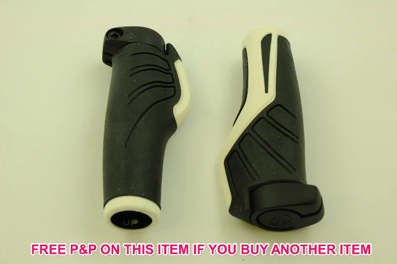 soft wear-resistant grips-Reflective trail gloves-PAIR HERRMANS ENDORFIN LOCK ON BIKE HANDLEBAR GRIPS BLACK & WHITE SALE 70% OFF