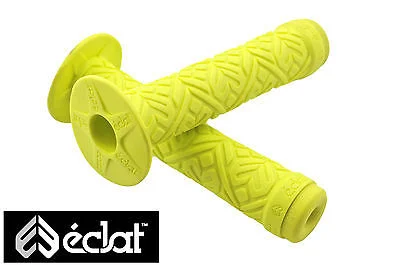 ECLAT TEAM HANDLEBAR GRIPS ELASTOMER SOFT RUBBER YELLOW WITH CORKX END PLUGS