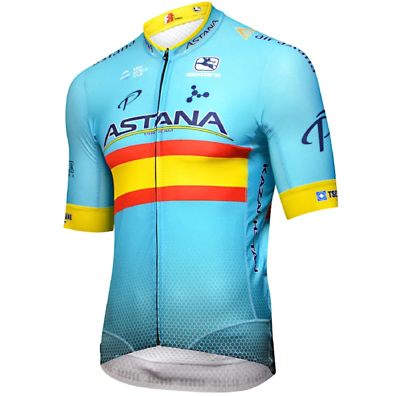 Firm trail shoulder pads-cycling clothing for young riders-Maglia FR-C Pro Astana 2019 - Campione Spagnolo