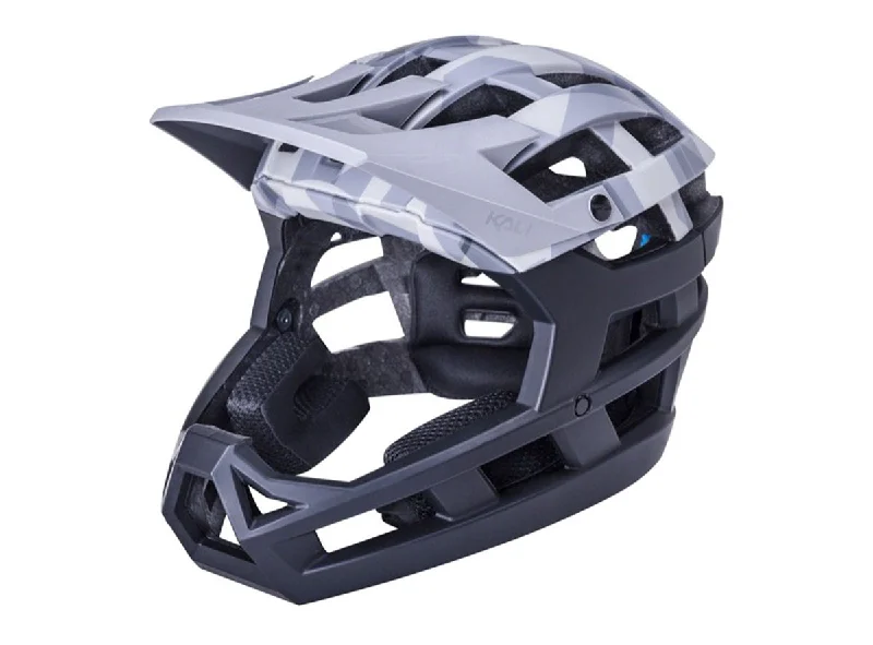 Thin hydration vest-Bicycle helmet glance trail-Kali Invader 2.0 Enduro Helmet - Camo Matt Gray-Black