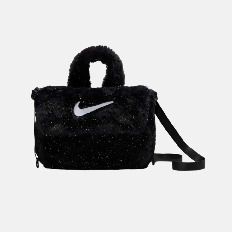 Windproof trail gloves-Firm trail pouch-Nike Older Kids' Faux Fur Cross-Body Bag 1L -Black/Cool Grey/White