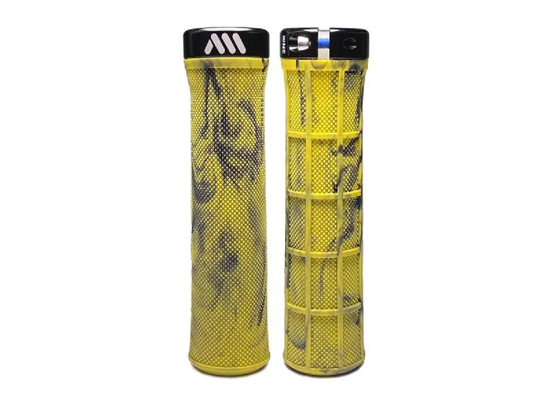 soft fluorescent bicycle grips-Breathable bike socks-AMS Berm Lock-On Grip - Yellow Camo