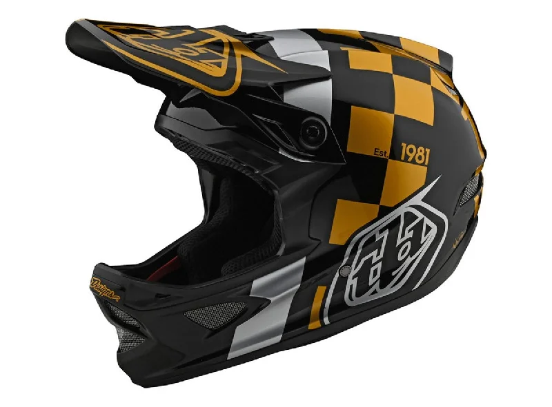 Durable road shoes-Bicycle helmet clear skin-Troy Lee Designs D3 Fiberlite Full Face Helmet - Race Shop - Black-Gold - 2020