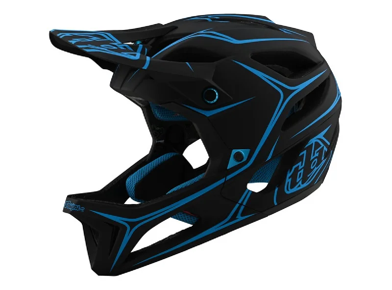 Thin trail leg bands-Bicycle helmet all stout-Troy Lee Designs Stage Full Face Helmet - Pinstripe - Black-Cyan - 2020