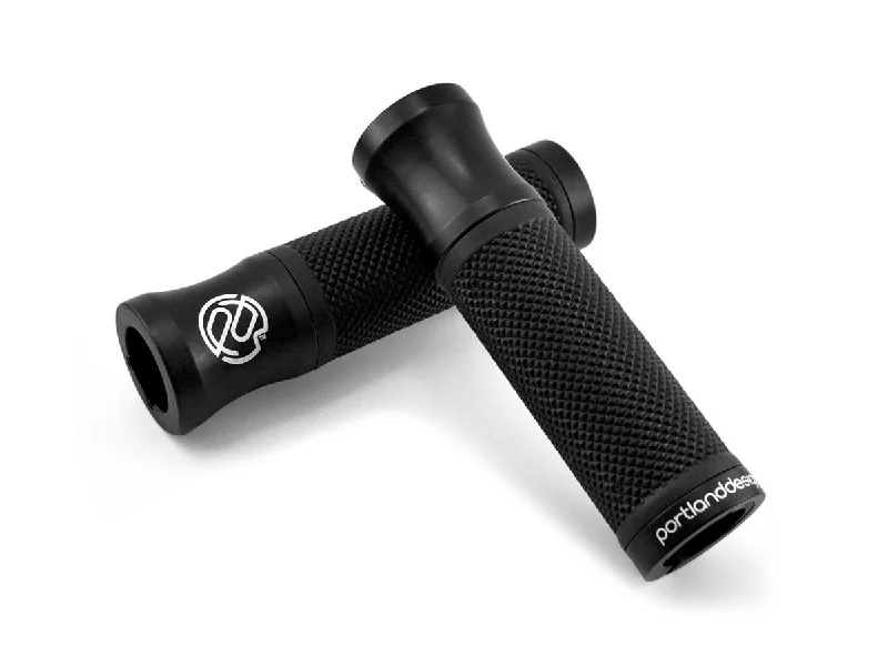 soft wear-resistant grips-Soft trail seat pad-PDW Speed Metal Lock-On Grips - Anodized Black