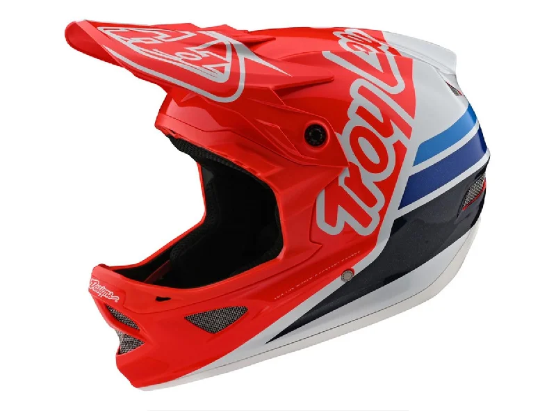 Soft ankle braces-Bicycle helmet veil set-Troy Lee Designs D3 Fiberlite Full Face Helmet - Silhouette - Red-White - 2020