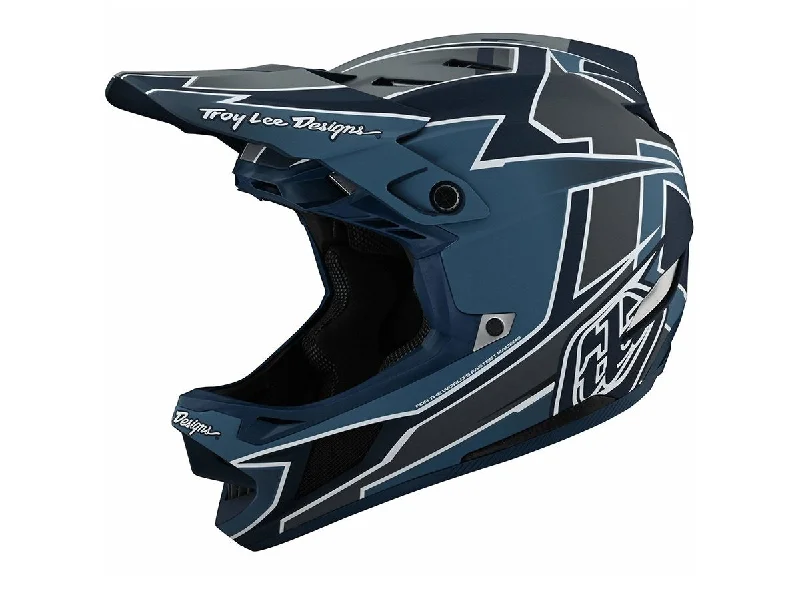 Soft trail hip pads-Bicycle helmet port etch-Troy Lee Designs D4 Composite Full Face Helmet - Graph - Marine - 2021