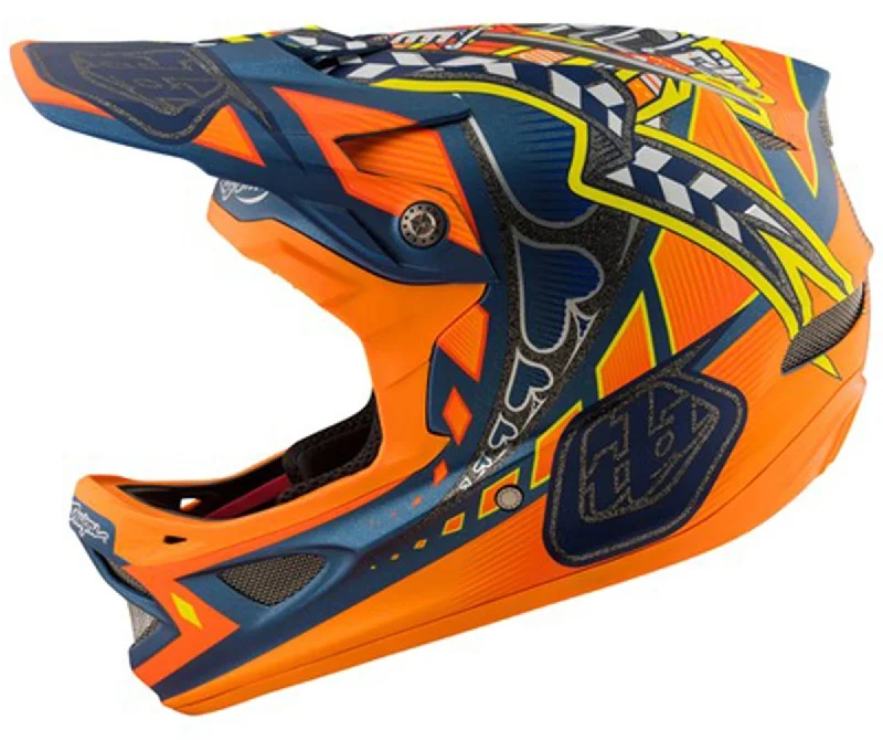 Slim phone mount-Bicycle helmet score complete-Troy Lee Designs D3 Composite Full Face Helmet - Longshot Orange