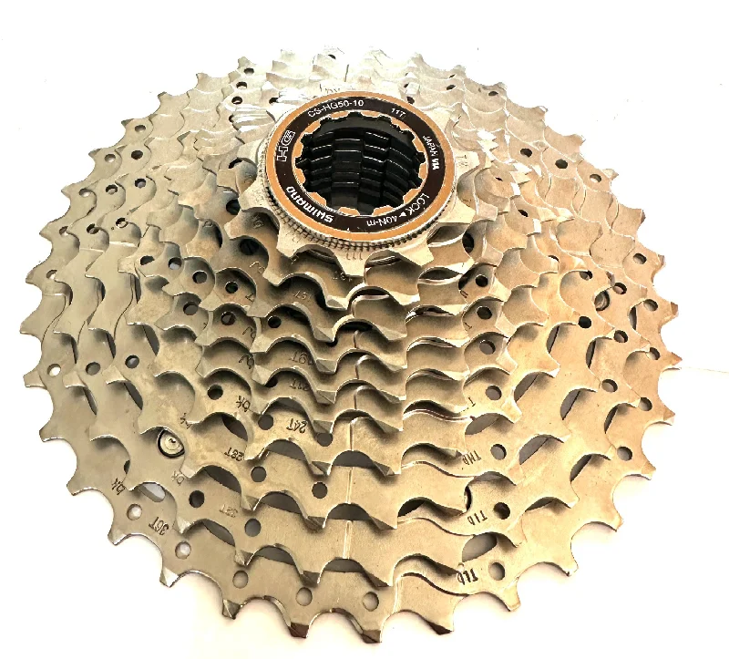 Race-ready MTB jersey-Cruiser bike chainstay frame guard pad-Shimano Deore M6000 CS-HG50 Cassette / 10 Speed / 11-36t / Nickel Plated Silver