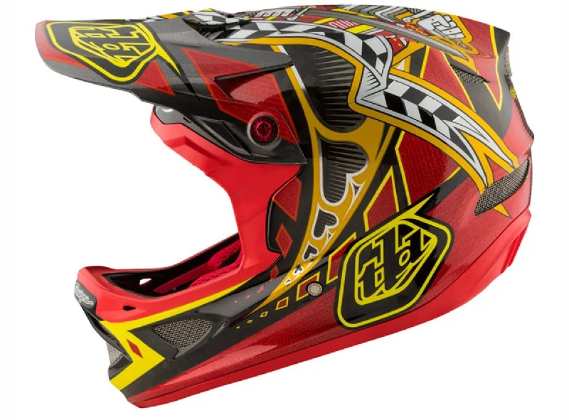 Dual-purpose bike shoes-Bicycle helmet cap peek-Troy Lee Designs D3 Carbon MIPS Full Face Helmet - Longshot Red