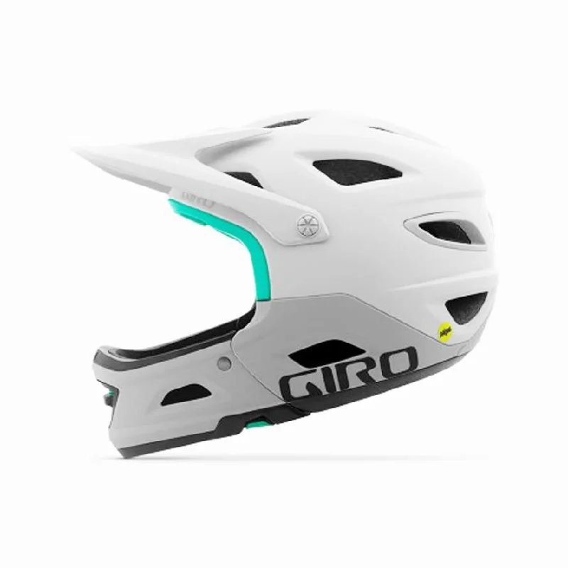 Cooling bike jersey-Bicycle helmet safe web-Giro Switchblade MIPS Full Face Helmet - Matt White-Gray