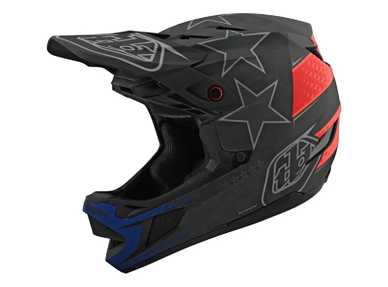 Durable seat sack-Bicycle helmet link peak-Troy Lee Designs D4 Carbon Full Face Helmet - Freedom - Black-Red - 2020