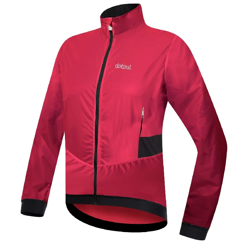 Breathable gravel jersey-cycling clothing with vast pouches-Mantellina donna Dotout Tempo - Fucsia