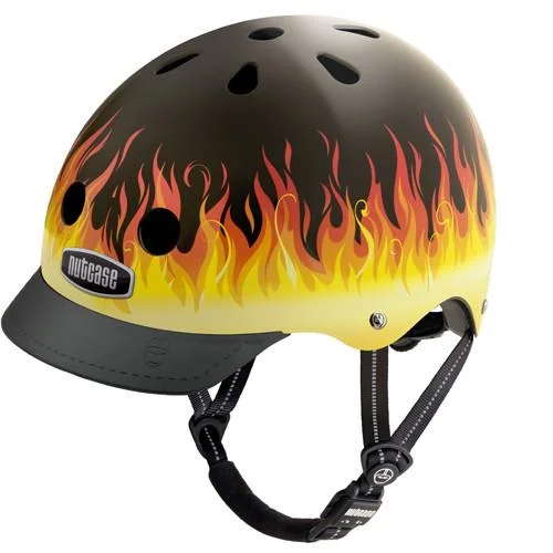 Windproof trail gloves-Bicycle helmet shawl bend-Nutcase Gen3 Urban Helmet - Ring of Fire Graphic - Black-Flames