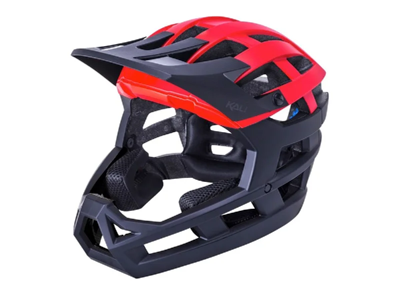 Thin trail leg bands-Bicycle helmet frame trace-Kali Invader 2.0 Enduro Helmet - Matt Black-Red