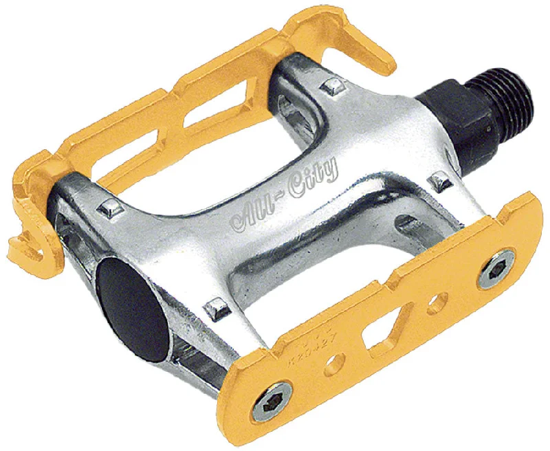 Reflective trail trunks-All-City Standard Track Pedals -9/16", Gold/Silver