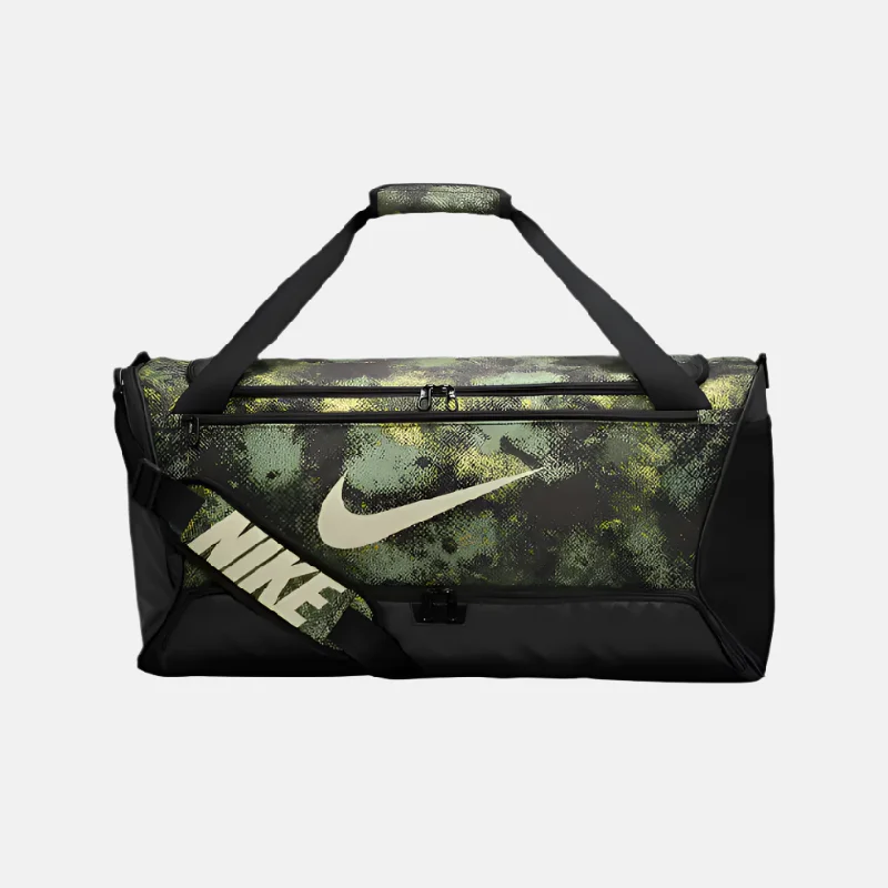 Firm trail shoulder pads-Soft trail raincoat-Nike Brasilia Duffel Bag 60L -Oil Green/Black/Coconut Milk