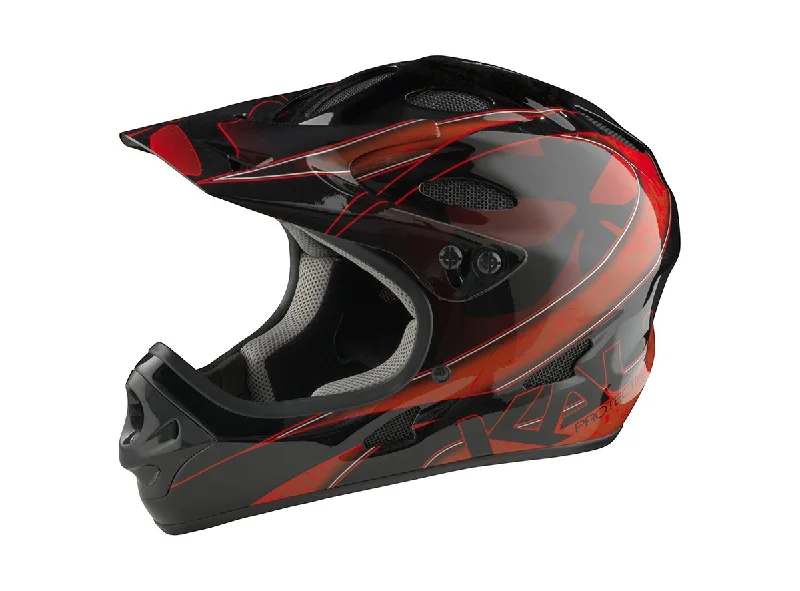 Breathable gravel jersey-Bicycle helmet gap trim-Kali Savara Full Face Helmet - Masquerade Red