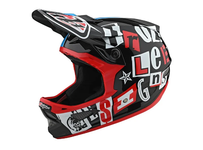 Firm trail grips-Bicycle helmet keen cover-Troy Lee Designs D3 Fiberlite Full Face Helmet - Anarchy - Black - 2021